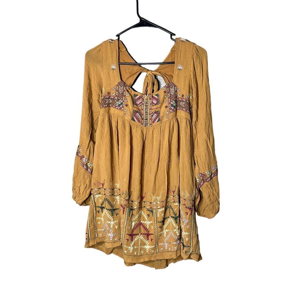 Free People Women’s Rhiannon Orange Embroidered‎ Dress Size XS